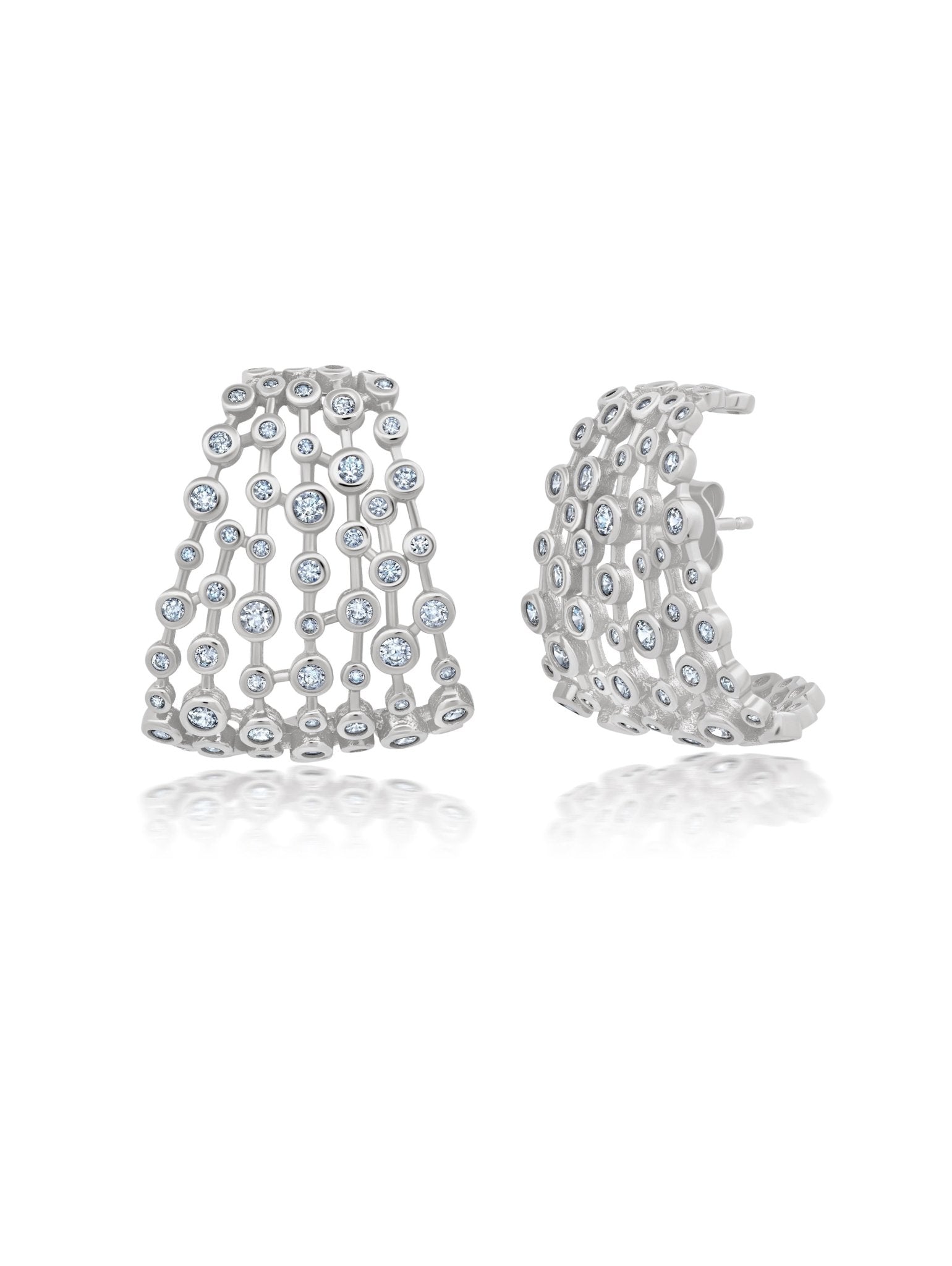 Bezel Shimmer Medium Huggie Earrings - CRISLU