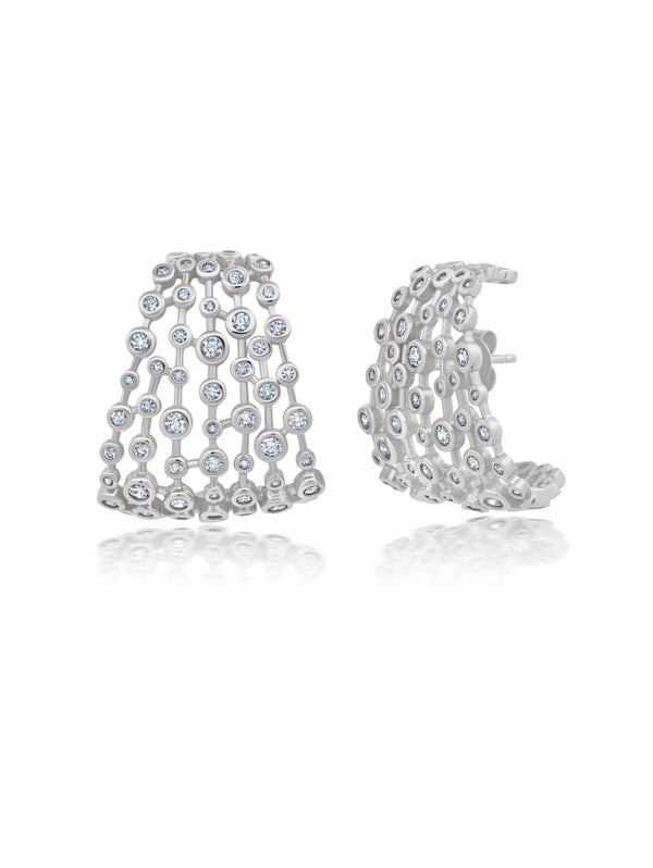 Bezel Shimmer Medium Huggie Earrings - CRISLU