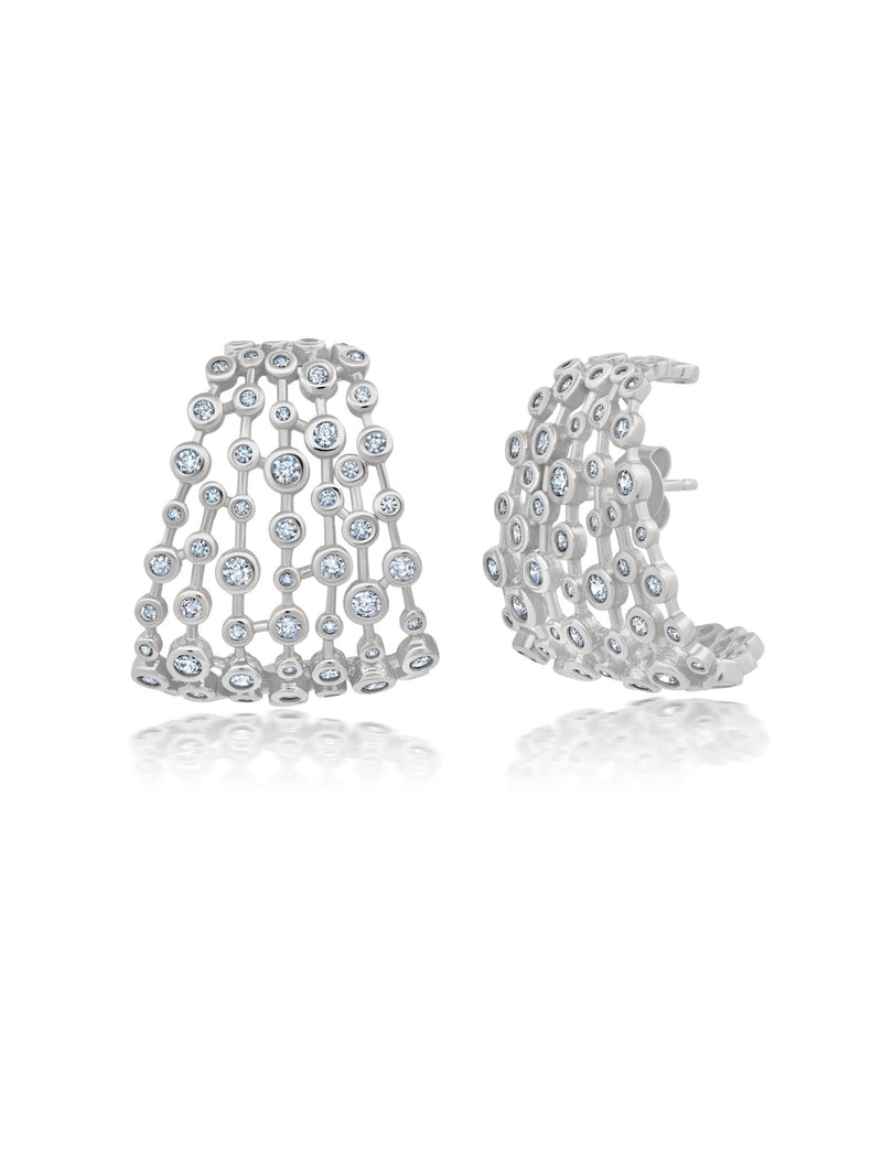 Bezel Shimmer Medium Huggie Earrings - CRISLU