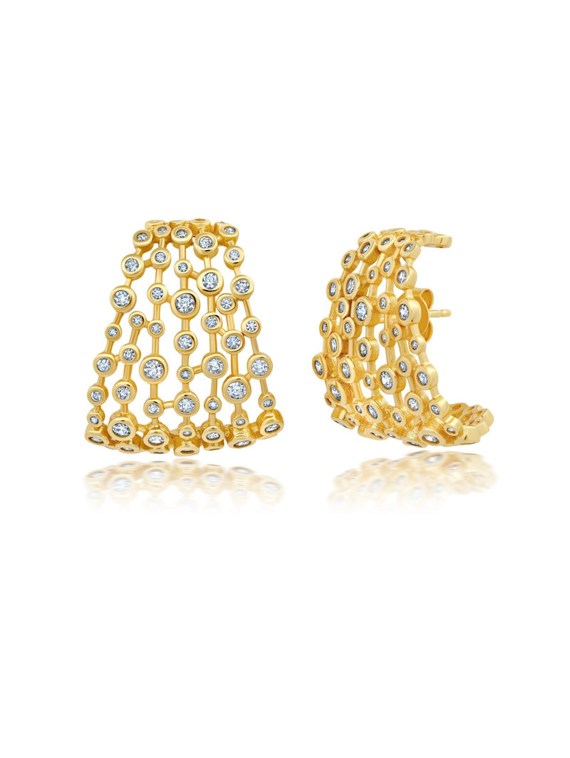 Bezel Shimmer Medium Huggie Earrings - CRISLU