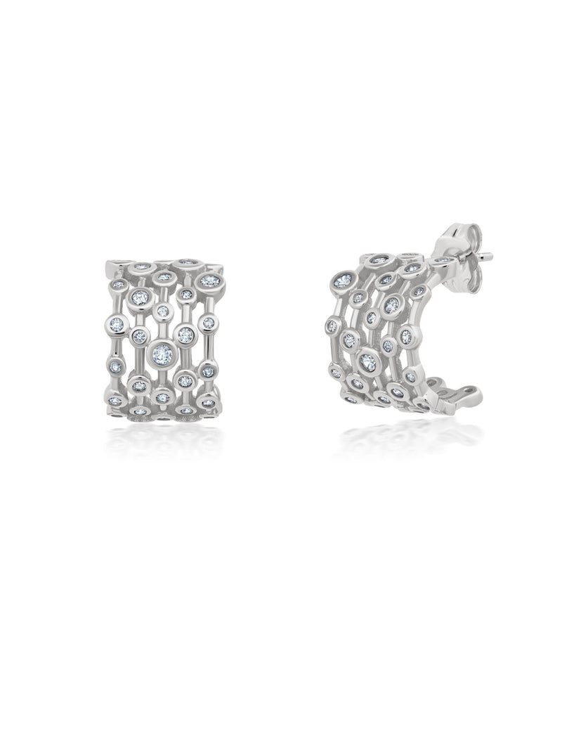 Bezel Shimmer Small Huggie Earrings - CRISLU
