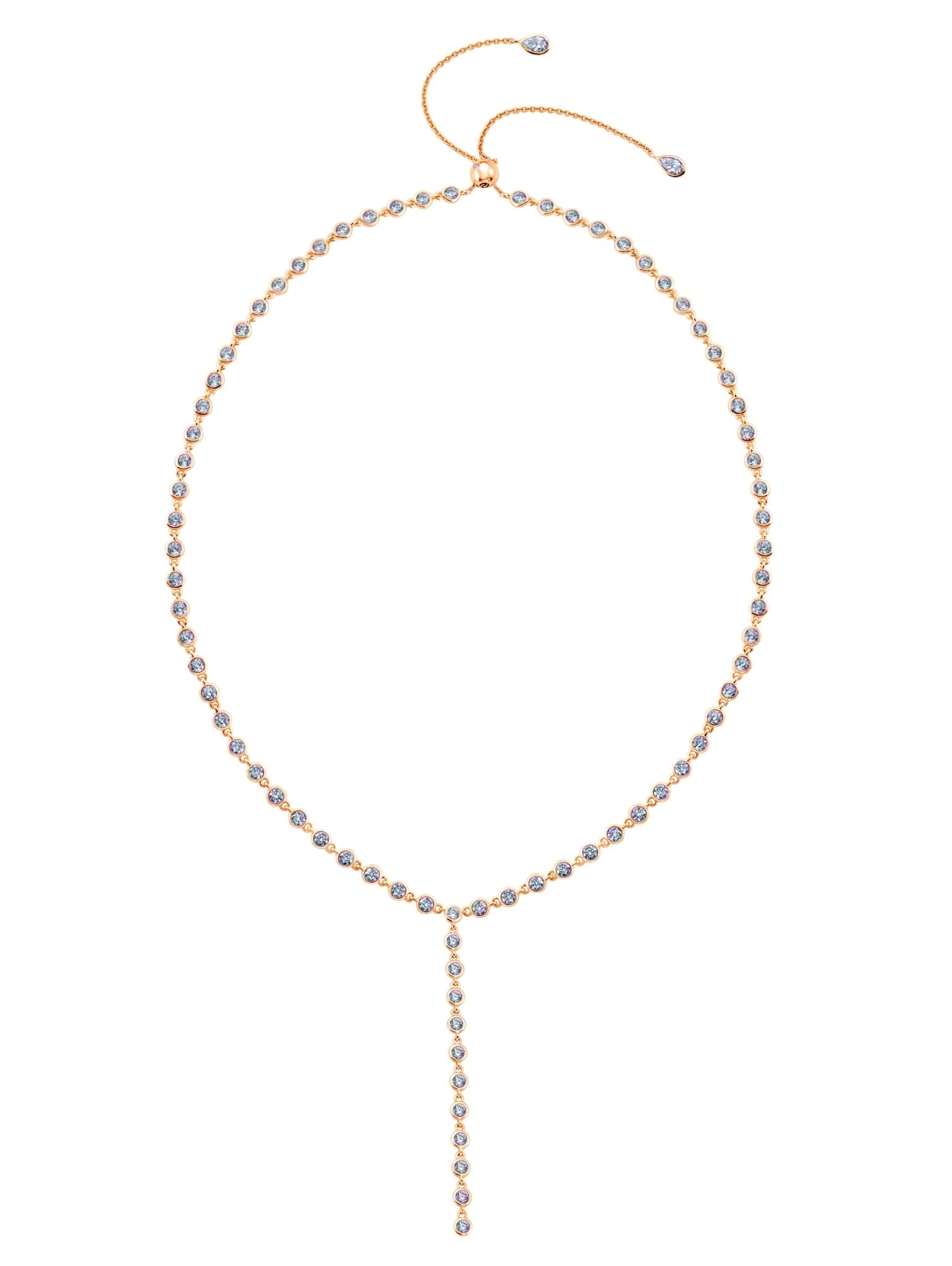 Bezel Y- Necklace Finished in 18kt Rose Gold - CRISLU