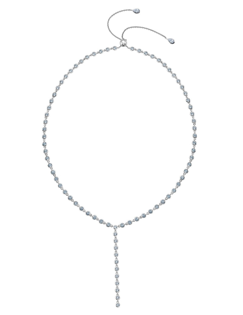 Bezel Y- Necklace Finished in Pure Platinum - CRISLU