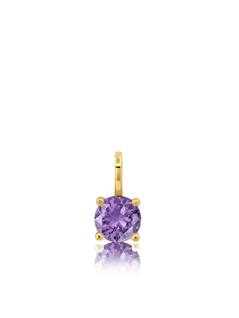 Birthstone Charm February Finished in 18kt Yellow Gold - CRISLU