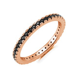 Black Hand Set Cubic Zirconia Step Cut Eternity Band Engagement Ring Finished In 18kt Rose Gold - CRISLU
