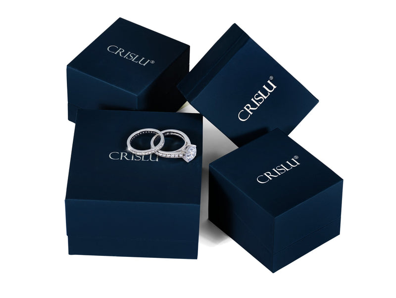 Black Hand Set Cubic Zirconia Step Cut Eternity Band Engagement Ring Finished In Pure Platinum - CRISLU