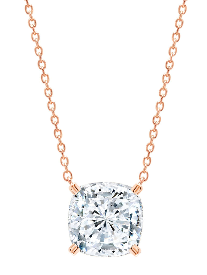 Bliss Cushion Cut Necklace Finished in 18kt Rose Gold - CRISLU