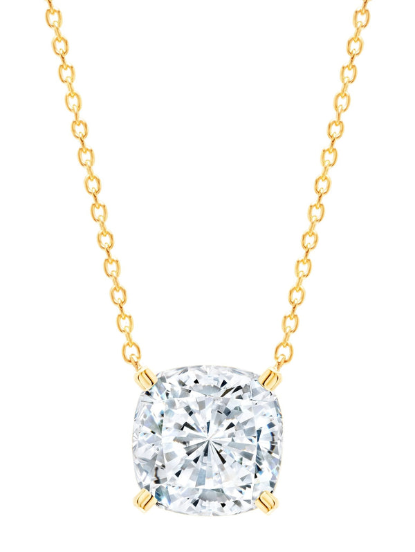 Bliss Cushion Cut Necklace Finished in 18kt Yellow Gold - CRISLU