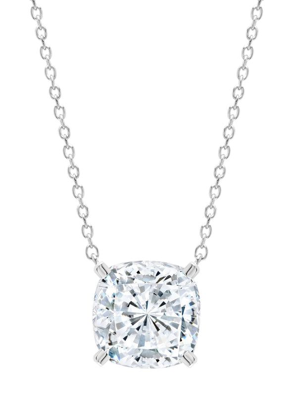 Bliss Cushion Cut Necklace Finished in Pure Platinum - CRISLU