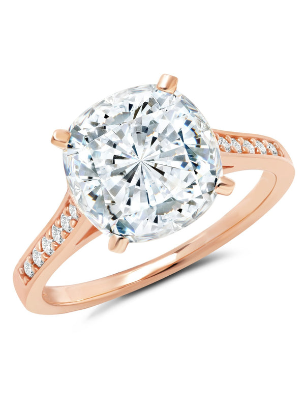 Bliss Cushion Cut Ring Finished in 18kt Rose Gold - CRISLU