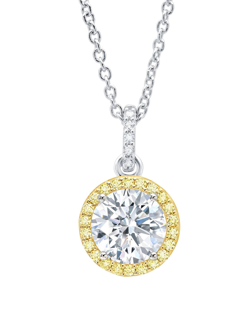 Brilliant Cut Fiore Canary Halo Pendant - CRISLU