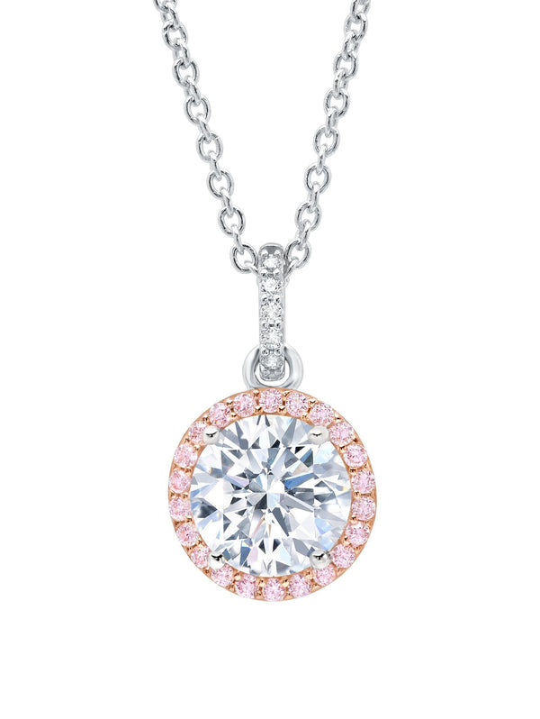 Brilliant Cut Fiore Pink Halo Pendant - CRISLU