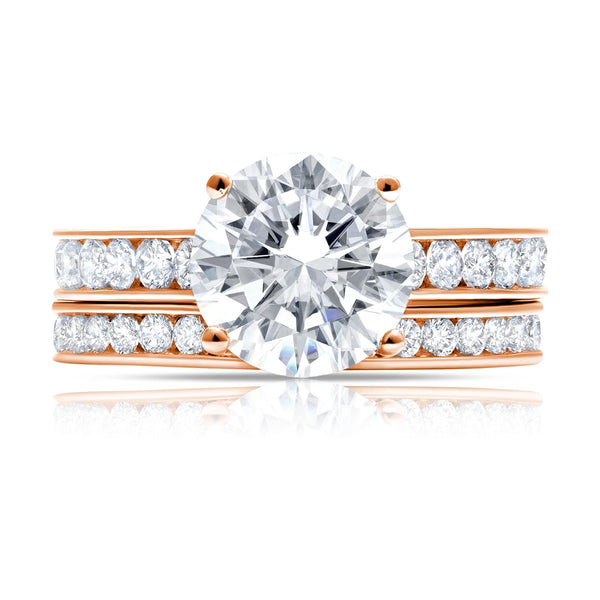 Brilliant Cut Ring Set Finished in 18kt Rose Gold 4.10 Carat - CRISLU