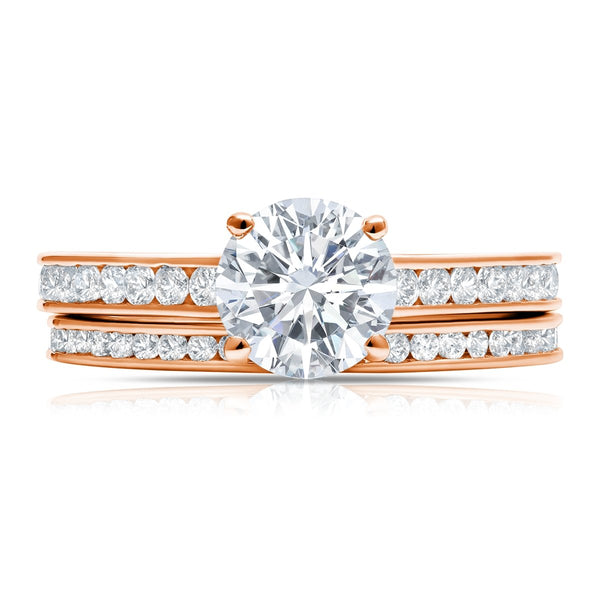 Brilliant Cut Ring Set Finished in 18kt Rose Gold - CRISLU