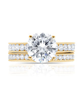 Brilliant Cut Ring Set Finished in 18kt Yellow Gold 4.10 Carat - CRISLU