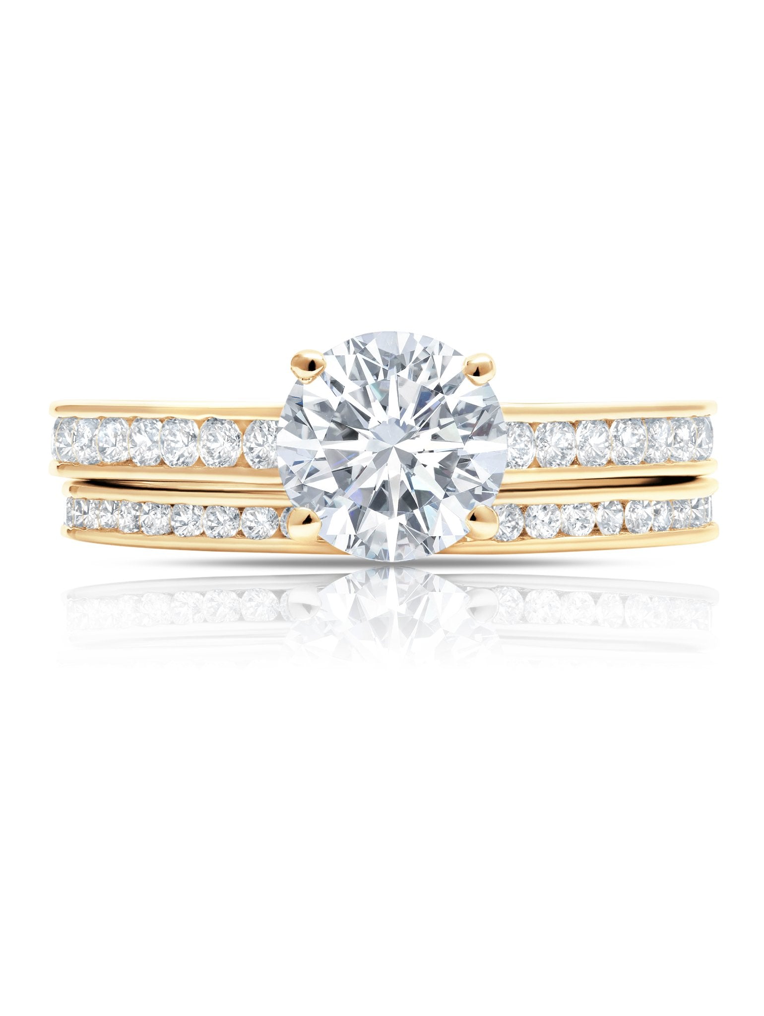 Brilliant Cut Ring Set Finished in 18kt Yellow Gold - CRISLU