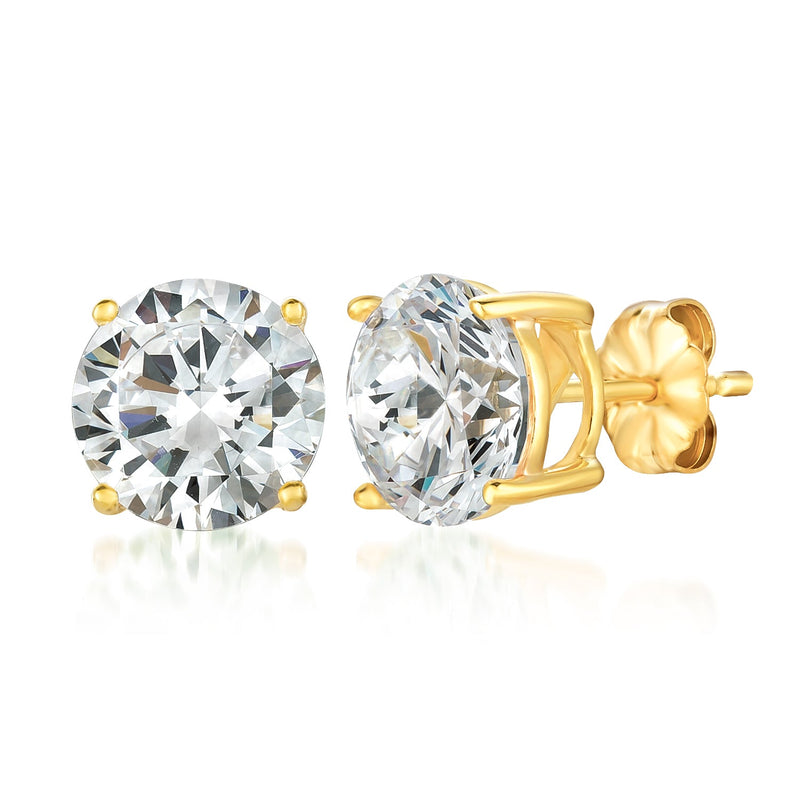 Brilliant Cut Stud Earrings Finished in 18kt Yellow Gold - CRISLU