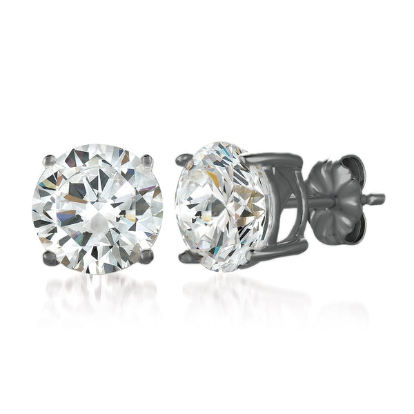 Brilliant Cut Stud Earrings Finished in Black Rhodium - CRISLU