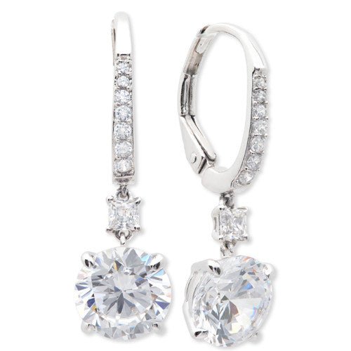 Brilliant Drop Earrings Finished in Pure Platinum - CRISLU