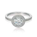 Brilliant Halo Ring Finished in Pure Platinum - CRISLU