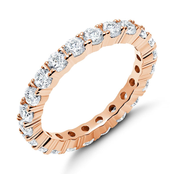 Brilliant Round Cut Eternity Band - 3 mm - Finished in 18kt Rose Gold - CRISLU