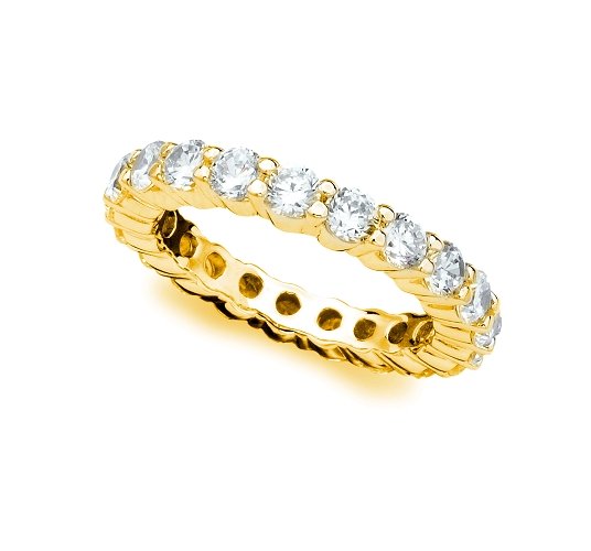 Brilliant Round Cut Eternity Band - 3 mm - Finished in 18kt Yellow Gold - CRISLU