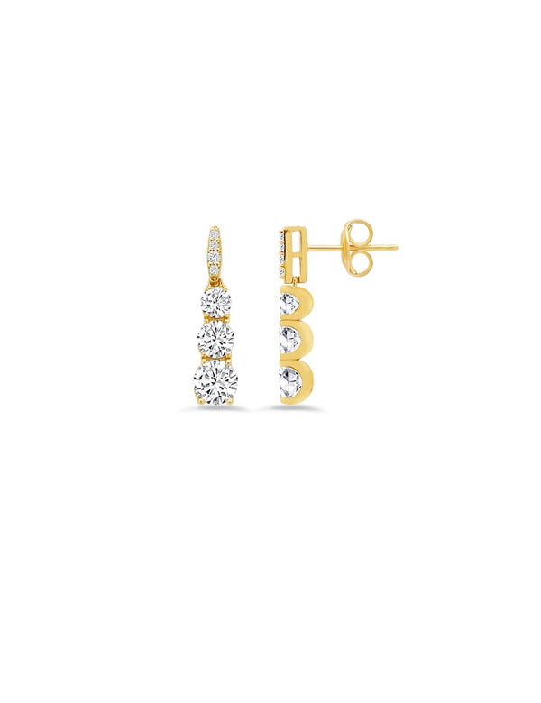 Brilliant Round Graduated With Pave Drop Earring - CRISLU