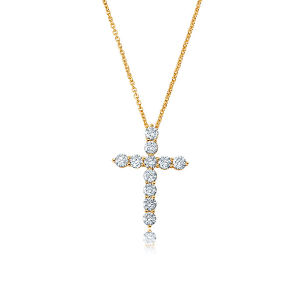 Brilliant Round Prong Set Cross Necklace - CRISLU