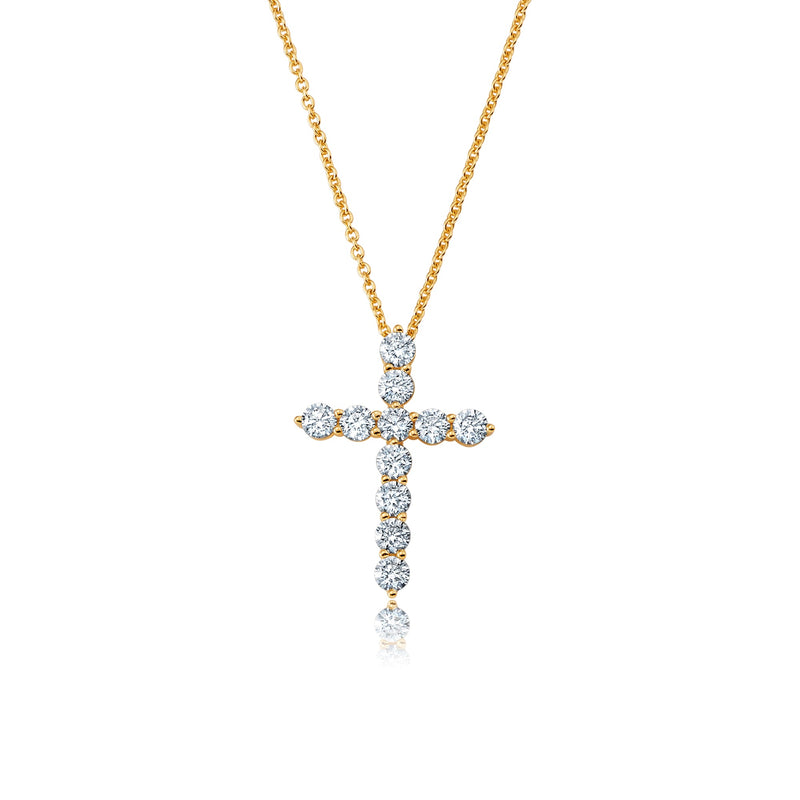 Brilliant Round Prong Set Cross Necklace - CRISLU