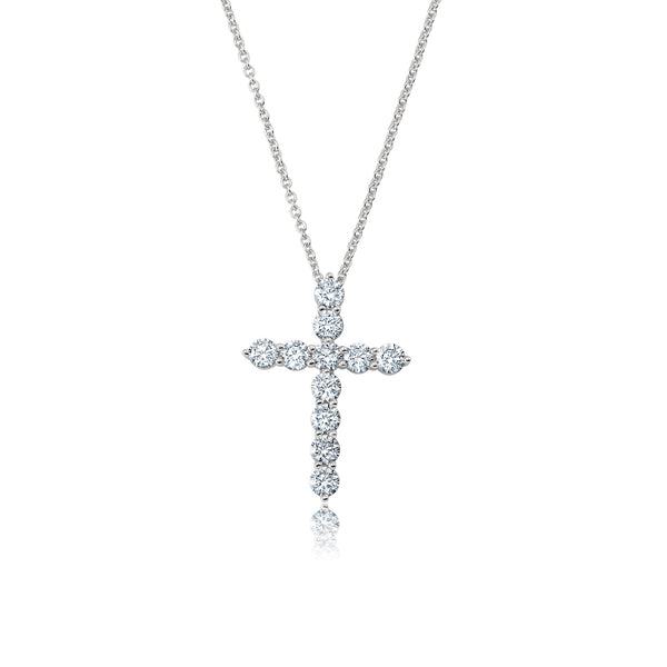 Brilliant Round Prong Set Cross Necklace - CRISLU