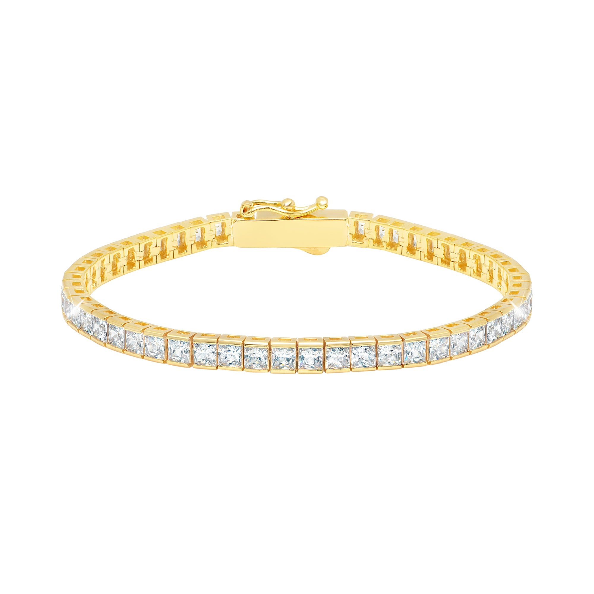 Brilliant Square Princess Cut 3mm Tennis Anklet - CRISLU