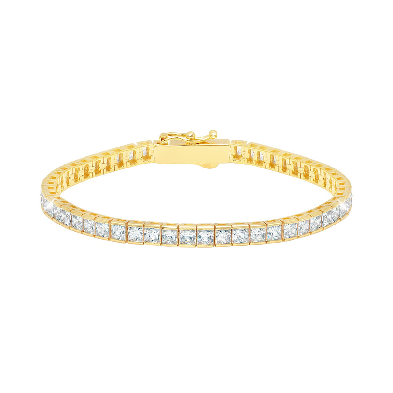 Brilliant Square Princess Cut 3mm Tennis Anklet - CRISLU