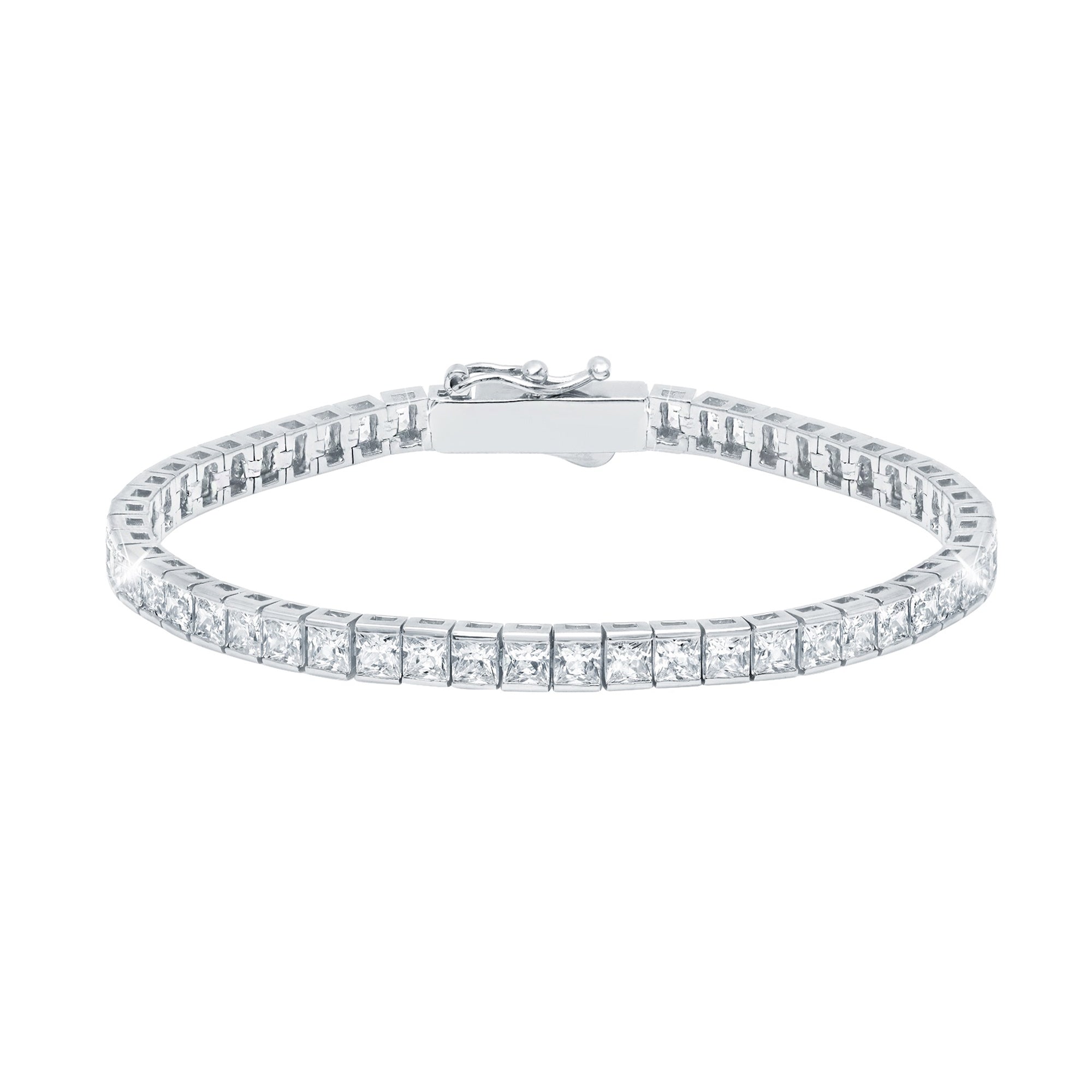 Brilliant Square Princess Cut 3mm Tennis Anklet - CRISLU