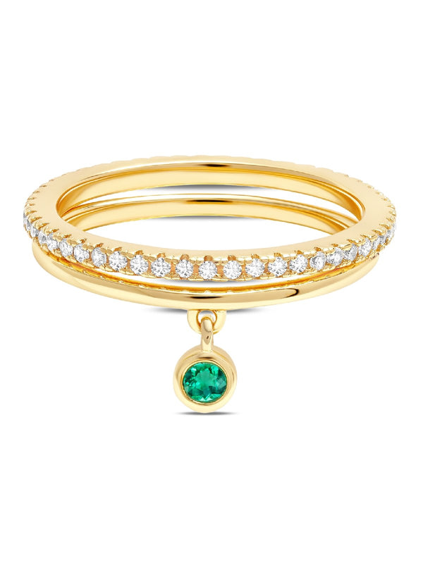C by CRISLU - Baguette Emerald Charm Rings - CRISLU
