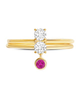 C by CRISLU - Double Prong Ruby Charm Rings - CRISLU