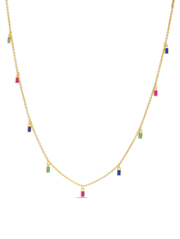 C by CRISLU - Multicolor Baguette Drop Necklace - CRISLU