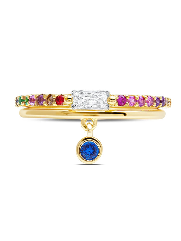 C by CRISLU - Multicolor Bezel Charm Rings - CRISLU