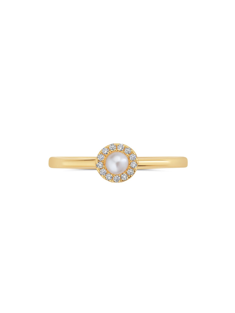 C By Crislu - Pearl Cushion Halo RIng - CRISLU