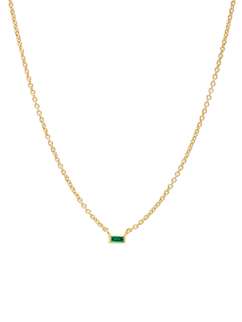 C by CRISLU - Single Emerald Baguette Necklace - CRISLU