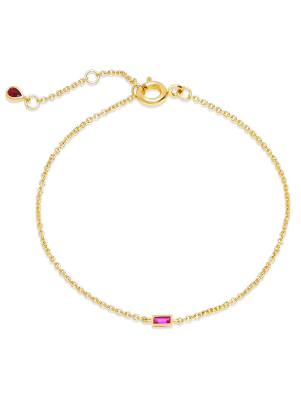 C by CRISLU - Single Ruby Baguette Bracelet - CRISLU