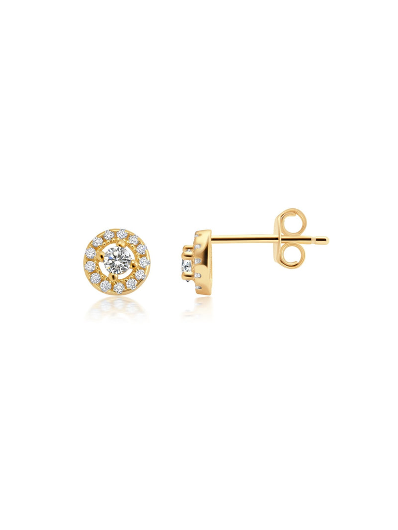 C By Crislu - Tiny Cushion Halo Stud Earring - CRISLU