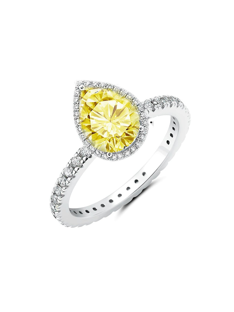 CANARY II OPULENT PEARSHAPE PAVE HALO COCKTAIL RING - CRISLU