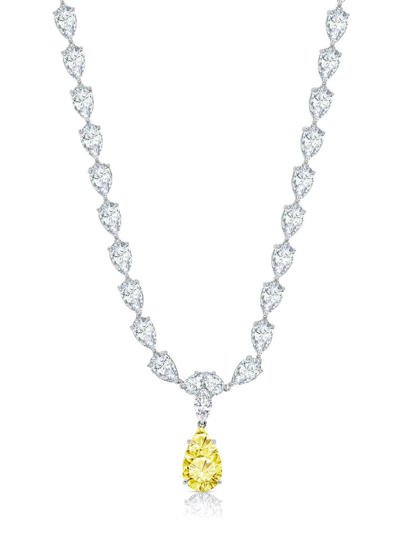 CANARY III OPULENT PEAR SHAPE NECKLACE WITH CANARY DROP-OFF - CRISLU