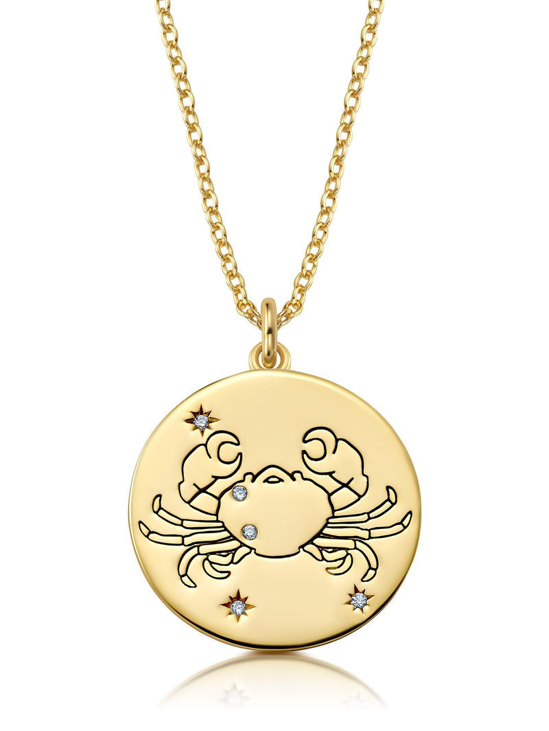 Cancer - Zodiac Necklace Finished in 18kt Yellow Gold - CRISLU