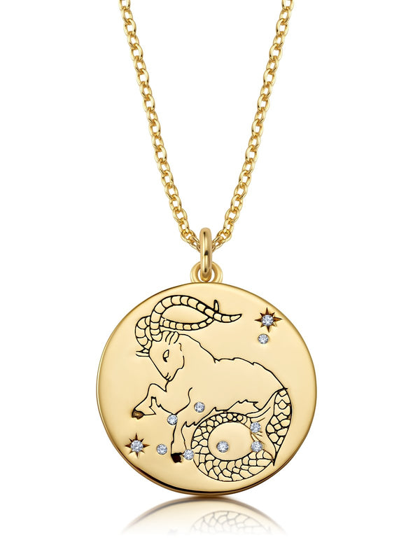 Capricorn - Zodiac Necklace Finished in 18kt Yellow Gold - CRISLU
