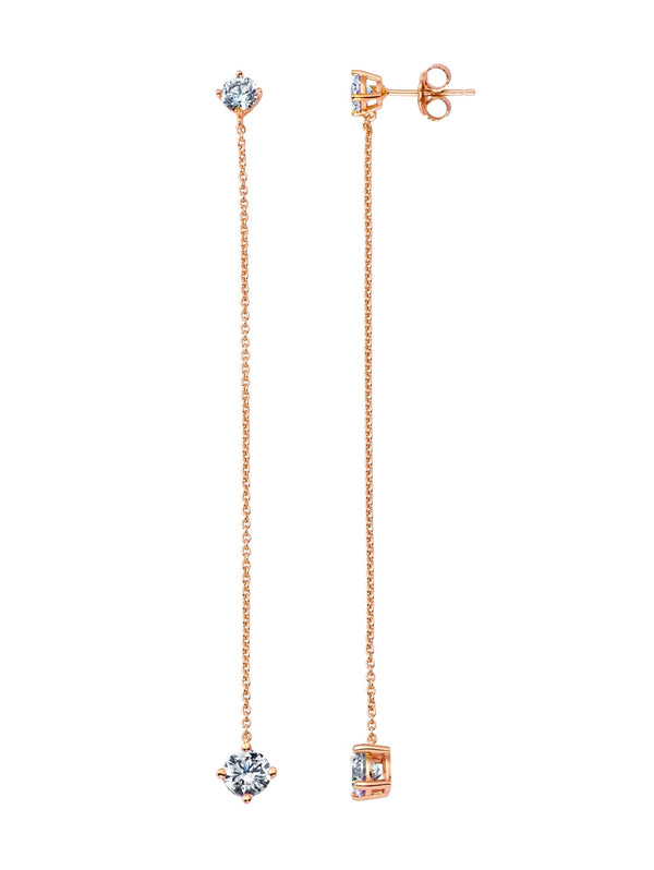 Chain Prong Set Linear Earrings Finished in 18kt Rose Gold - CRISLU