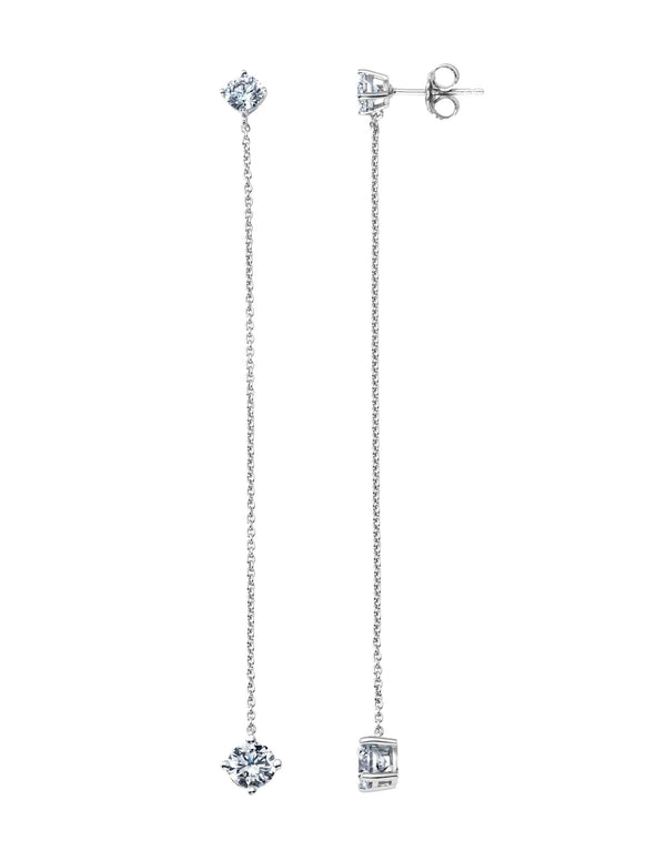 Chain Prong Set Linear Earrings Finished in Pure Platinum - CRISLU