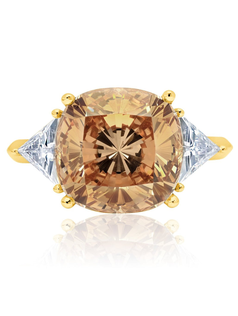 Champagne Cocktail Ring Finished in 18kt Yellow Gold - CRISLU