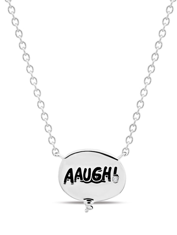 Charlie Brown Thought Balloon .925 Sterling Silver Necklace Finished Pure Platinum - CRISLU