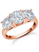 Classic 3 Stone Ring Finished in 18kt Rose Gold - CRISLU